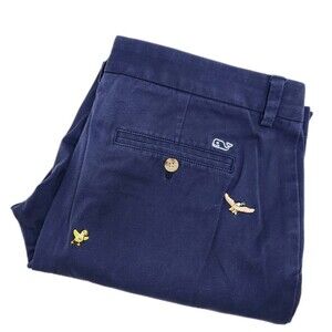 Vineyard Vines Breaker Pants Men 33x30 Navy Chinos Straight Birds All Over Print